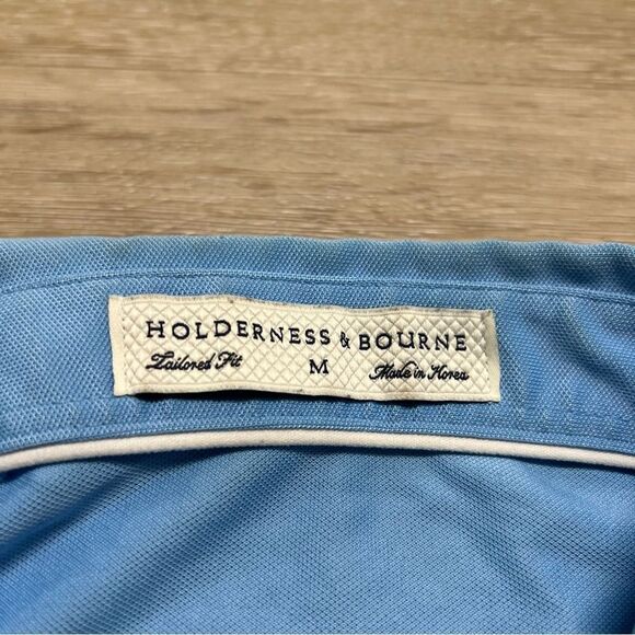 Holderness & Bourne Tailored Performance Polo Shirt medium Golfer Men Blue FLAW - Picture 4 of 10